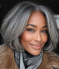 Classic Women's Hairstyle Salt and Pepper Straight Bob Real Human Hair Wear Go Glueless Lace Wigs For Mom
