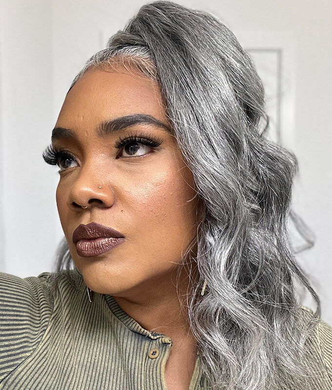 Salt And Pepper Human Hair Ponytail Extensions Silver Gray Body Wave Drawstring Pony Tail Hair