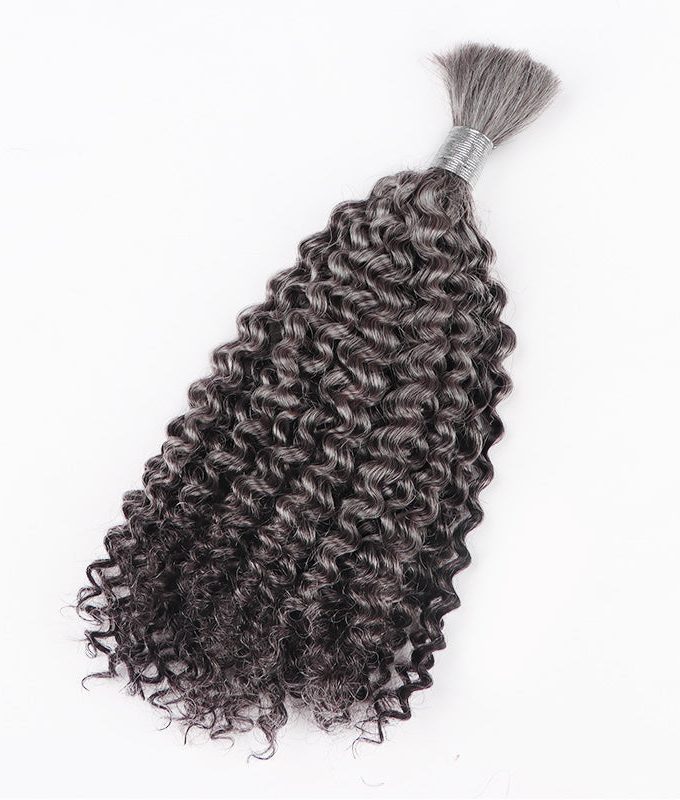 Salt And Pepper Jerry Curly Bulk Human Hair For Braiding 1/2/3/4 Pcs Grey Hair Extensions