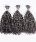 Salt And Pepper Jerry Curly Bulk Human Hair For Braiding 1/2/3/4 Pcs Grey Hair Extensions