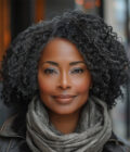 Custom Women's Elegant Hairstyle Dark Salt N Pepper Jerry Curly Human Hair With Less Gray Hair HD Lace Wigs