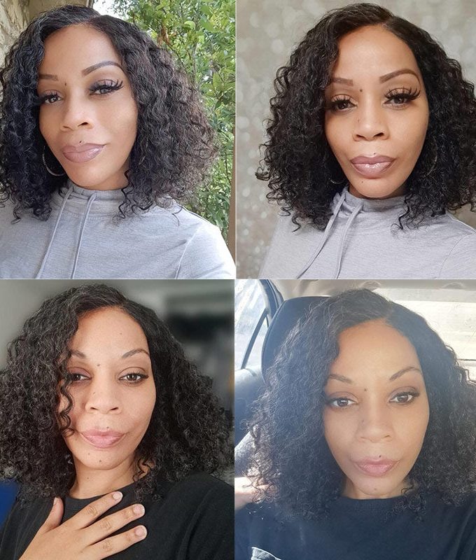 Custom Women's Elegant Hairstyle Dark Salt N Pepper Jerry Curly Human Hair With Less Gray Hair HD Lace Wigs