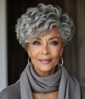Short Pixie Haircuts Salt and Pepper Natural Wave Human Hair Glueless Throw On & Go Wigs for Mature Women