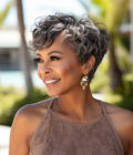 US DOMESTIC SHIPPING | Salt & Pepper Edgy Pixie Cut Wig Natural Wave Human Hair Glueless Wigs For Seniors