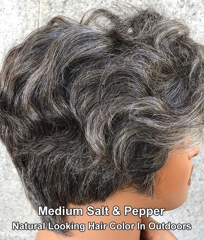 Short Tapered Pixie Haircut Wig Medium Salt And Pepper Natural Wave Human Hair Glueless Wigs For Older Women