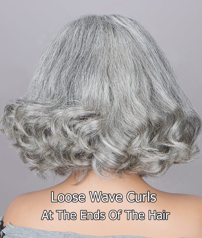 Elegant Silver Gray Loose Wavy Bob For Seniors Real Salt & Pepper Human Hair 5x5 HD Lace Wigs For Women