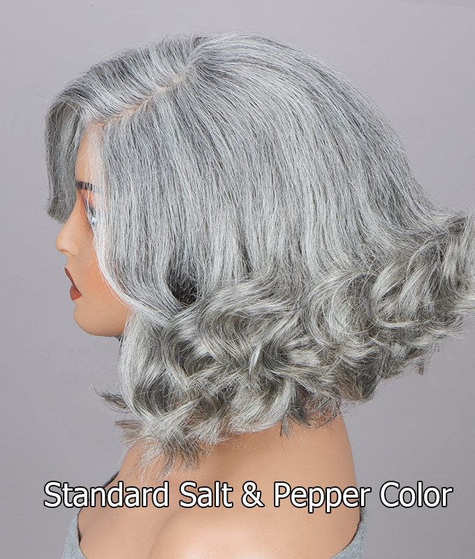 Elegant Silver Gray Loose Wavy Bob For Seniors Real Salt & Pepper Human Hair 5x5 HD Lace Wigs For Women