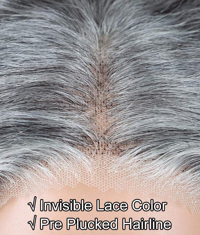 US DOMESTIC SHIPPING | Stylish Salt And Pepper Wig Water Wave Human Hair Throw On & Go 5x5 HD Lace Bob Wigs