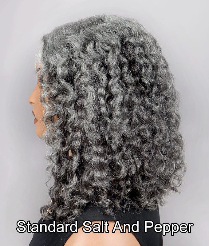 Seniors Silver Gray Wigs Wet N Wavy Human Hair Salt & Pepper Water Wave 5x5 HD Lace Bob Wigs For Women Over 60