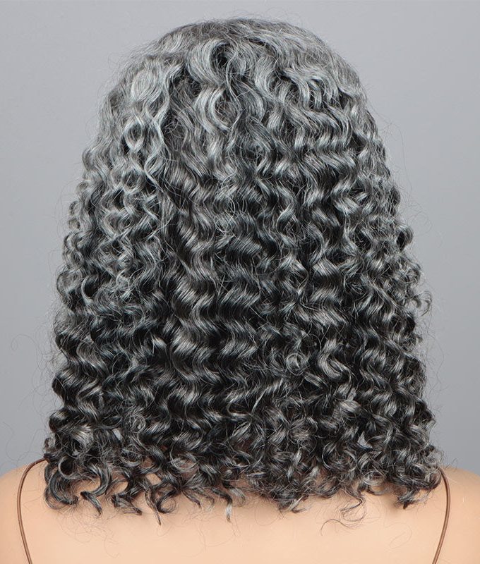 US DOMESTIC SHIPPING | Stylish Salt And Pepper Wig Water Wave Human Hair Throw On & Go 5x5 HD Lace Bob Wigs