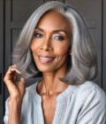 Seniors Salt And Pepper Wig Yaki Straight Bob More Grey Human Hair 5x5 HD Lace Wigs For Women