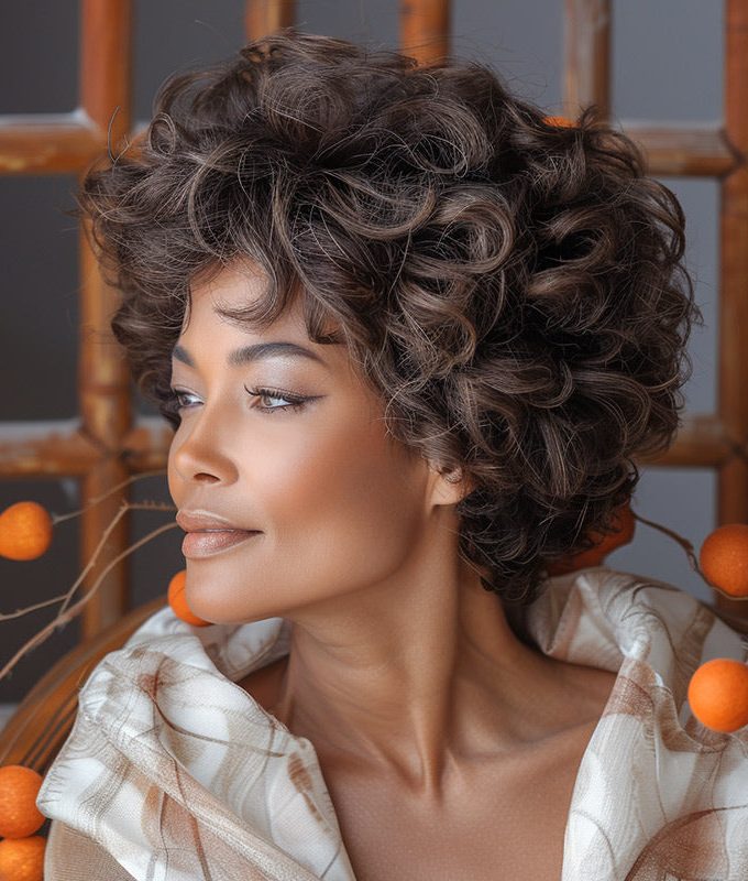 #2 Dark Brown Pixie Wig Short Big Curly Human Hair Wear To Go Glueless Wigs For Women