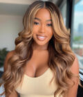 Highlight Wig Body Wave Human Hair Wigs Brown and Blonde 13x4.5 HD Lace Frontal Wig