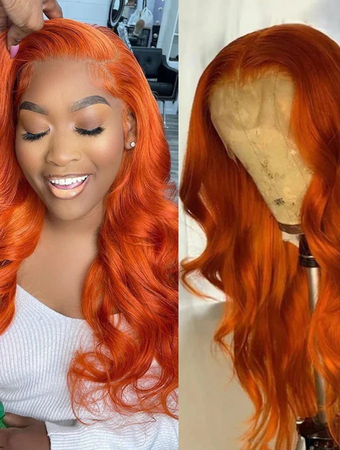 Flash Sale $120 Off Ginger Orange Body Wave Lace Wig Fall Color Human Hair Wigs