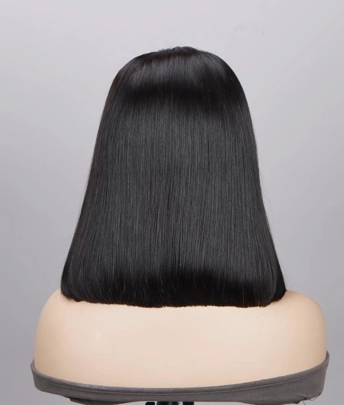 Glueless Human Hair Straight Bob Undetectable 5x5 Lace Closure Wig For Women