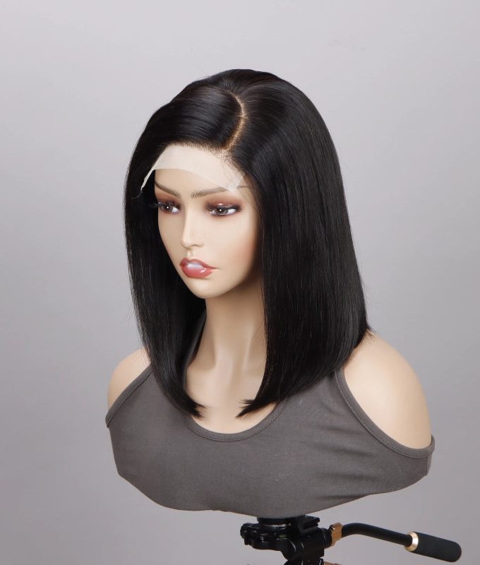 Glueless Human Hair Straight Bob Undetectable 5x5 Lace Closure Wig For Women