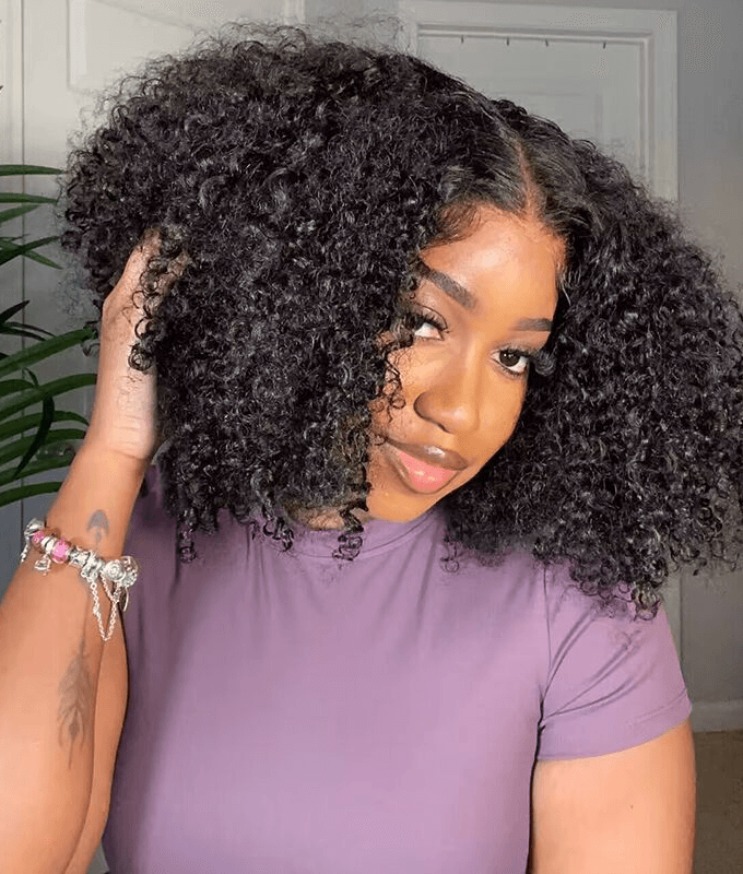 13x4 Pre-Max Pre-Cut Transparent/HD Lace Front Afro Curly Pre-Everything BoB Wig