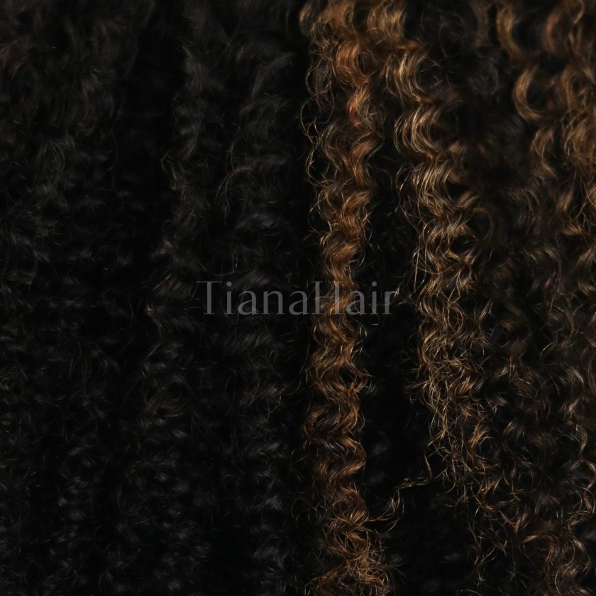 4C Edges Brown Highlight Afro Curly 4x4 Lace Pre-Everything Wear And Go Glueless Wig - Image 7