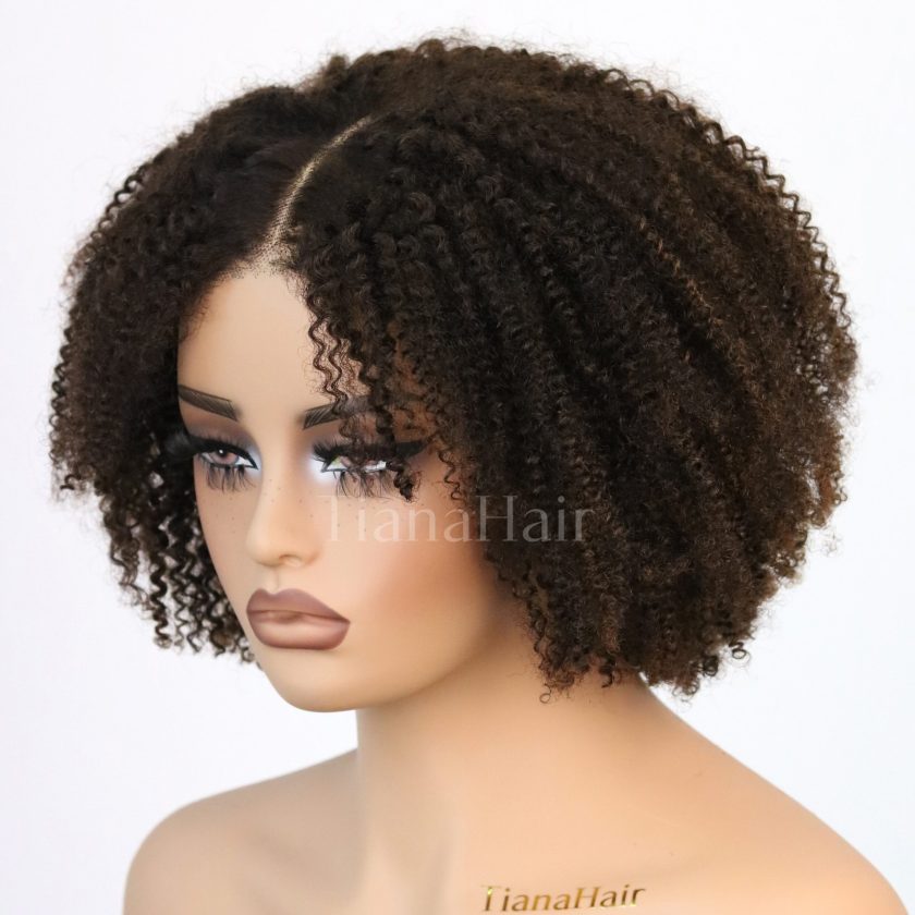 4x4 Lace Afro Curly Brown Sugar Layers Pre-Everyhthing Wear Go Glueless Bob Wig - Image 4