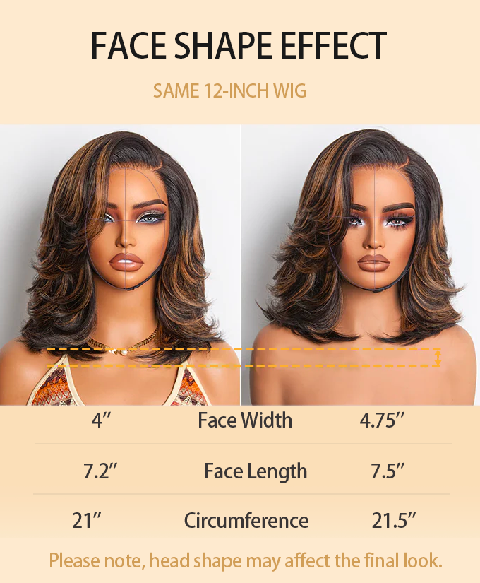 4x4 Lace Brown Highlight Layered Haircut Wavy Glueless Wig 100% Human Hair