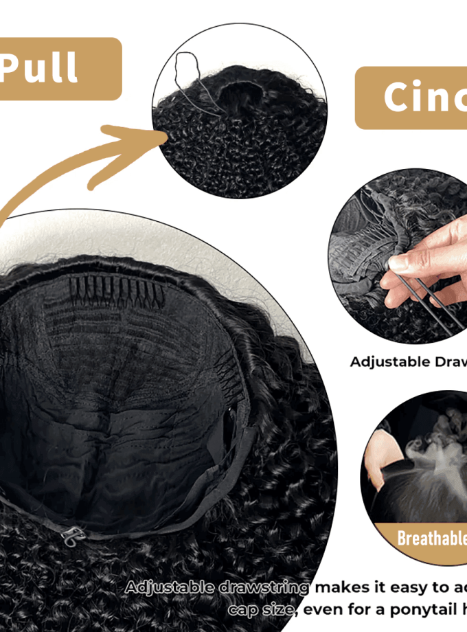 3 IN 1 HALF WIG Afro Curly Half Wig Seamless Flip Over Wig