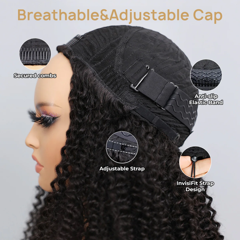 3 IN 1 HALF WIG Layer Cut Kinky Curly Half Wig Draw-strings Flip Over Wig - Image 10