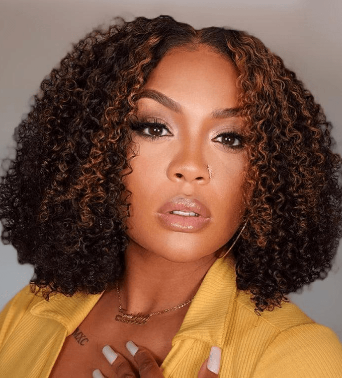 4C Edges Brown Highlight Afro Curly 4x4 Lace Pre-Everything Wear And Go Glueless Wig