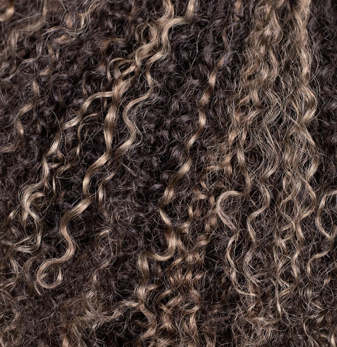 3 IN 1 HALF WIG Highlight Brown Kinky Curly Half Wig Draw-strings Flip Over Wig