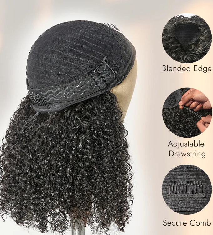 3 IN 1 HALF WIG Afro Curly Half Wig Seamless Flip Over Wig