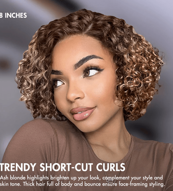 4x4 Lace Ash Blonde Highlight Short Kinky Curly Wear And Go Glueless Wig