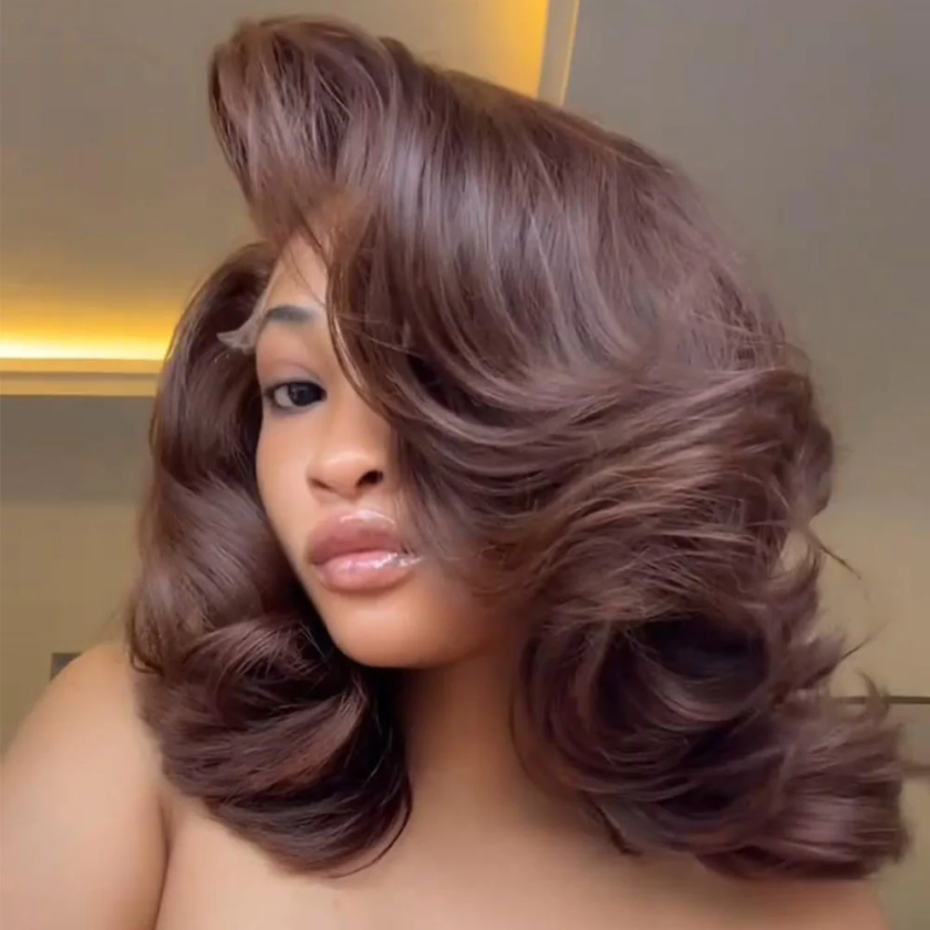 4x4 Lace Dark Brown Layered Cut Body Wave Bob Wig 100% Human Hair - Image 6
