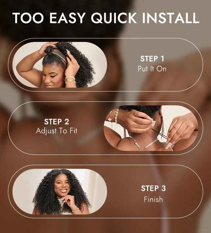 3 IN 1 HALF WIG Afro Curly Half Wig Seamless Flip Over Wig