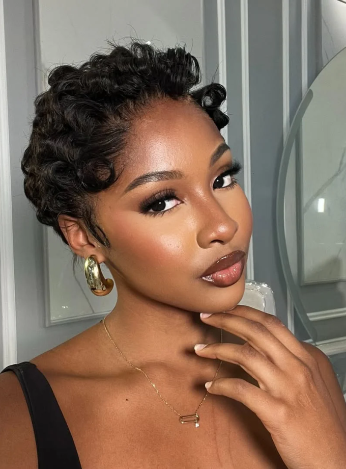 13x4 Frontal Lace Curly Texture Short Pixie Cut Human Hair Wig