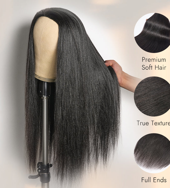 3 IN 1 HALF WIG Kinky Straight Half Wig Seamless Flip Over Wig