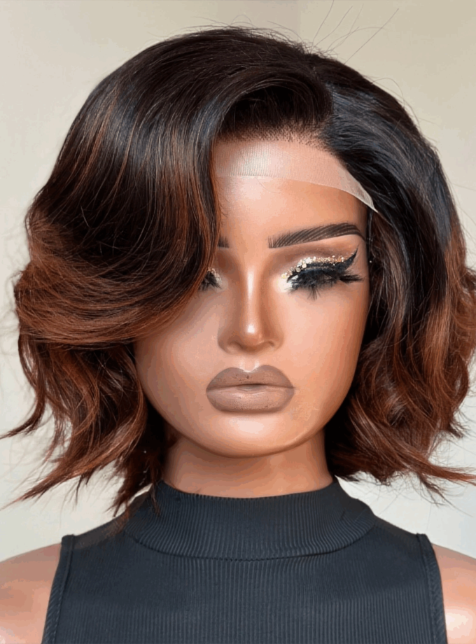 4x4 Lace Elegant Ombre Brown Color Loose Wave Glueless Wig
