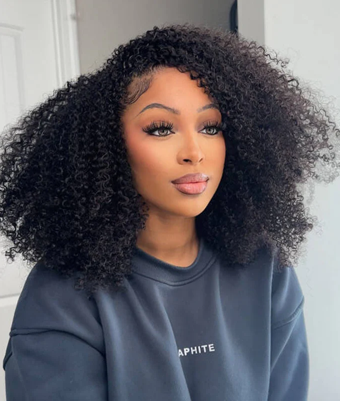 3 IN 1 HALF WIG Afro Curly Half Wig Seamless Flip Over Wig