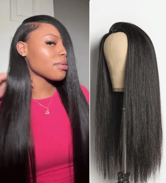 3 IN 1 HALF WIG Kinky Straight Half Wig Seamless Flip Over Wig
